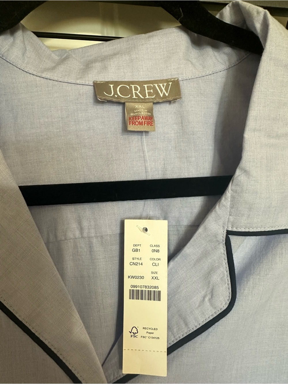 J. Crew Classic pajama pant set in end-on-end cotton Cool Lilac size XXL - Picture 7 of 10